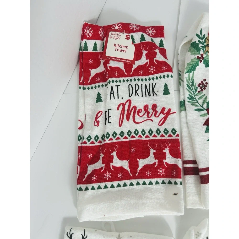 LOT of 6 Christmas Holiday Tea Hand Towels Woodland Snowman Red‎ Truck Joy Merry